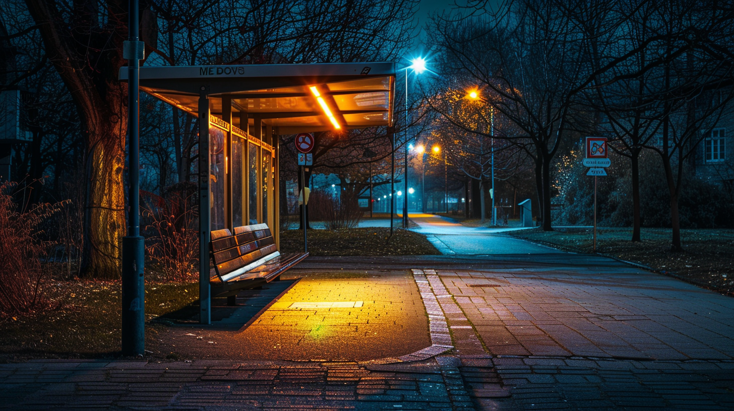 深夜のバス停